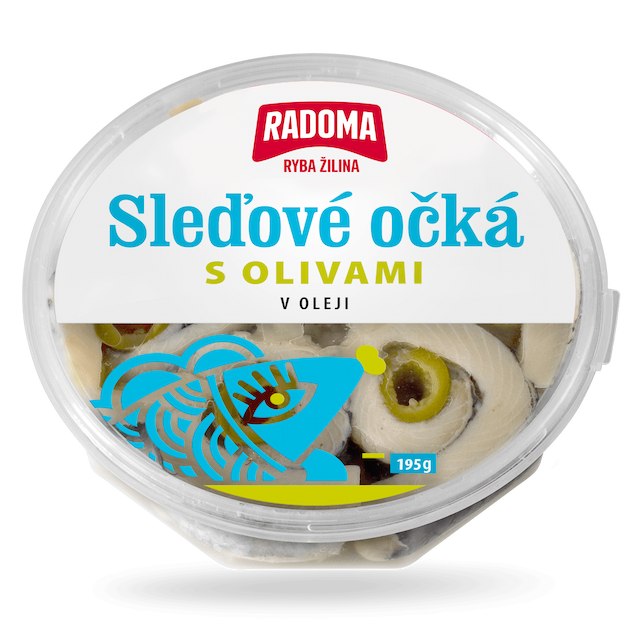 Sleďové očká v oleji s olivami 195g