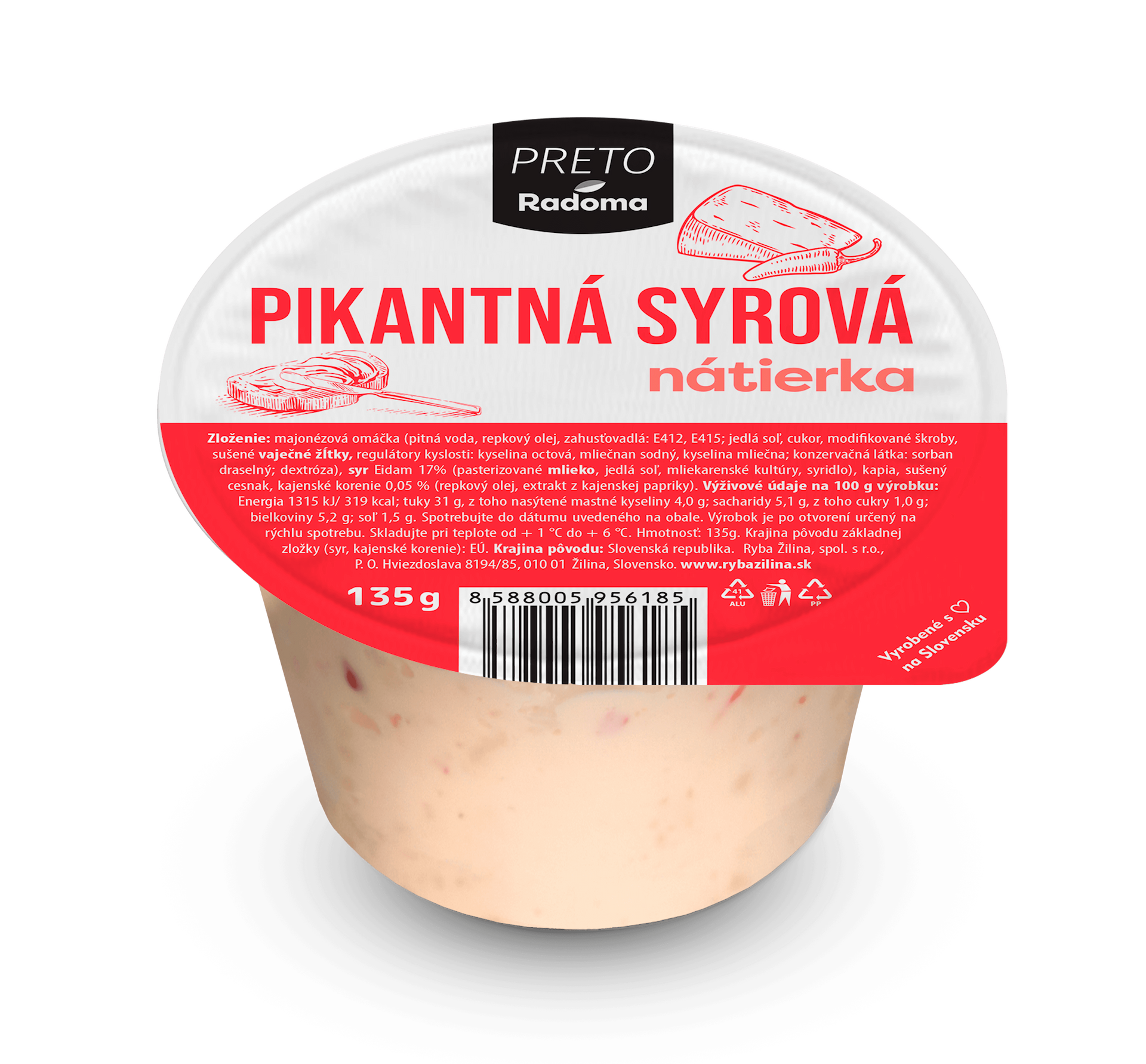 Pikantná syrová nátierka 135g