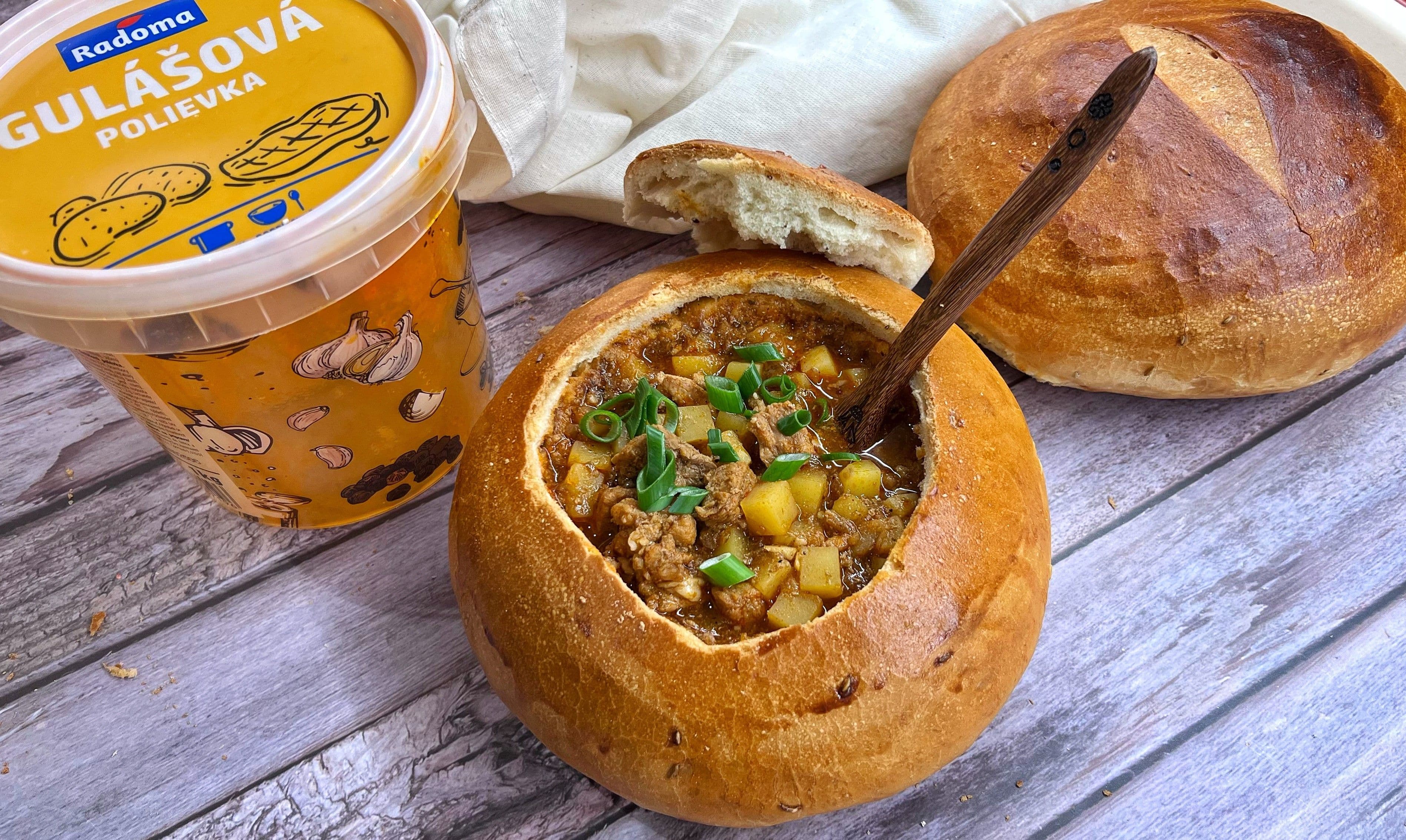 Goulash soup in bread